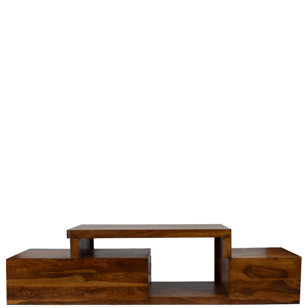 TimberTaste Sheesham Wood NADIA / SAROJ 3-Draw TV Cabinet (Natural Teak Finish).