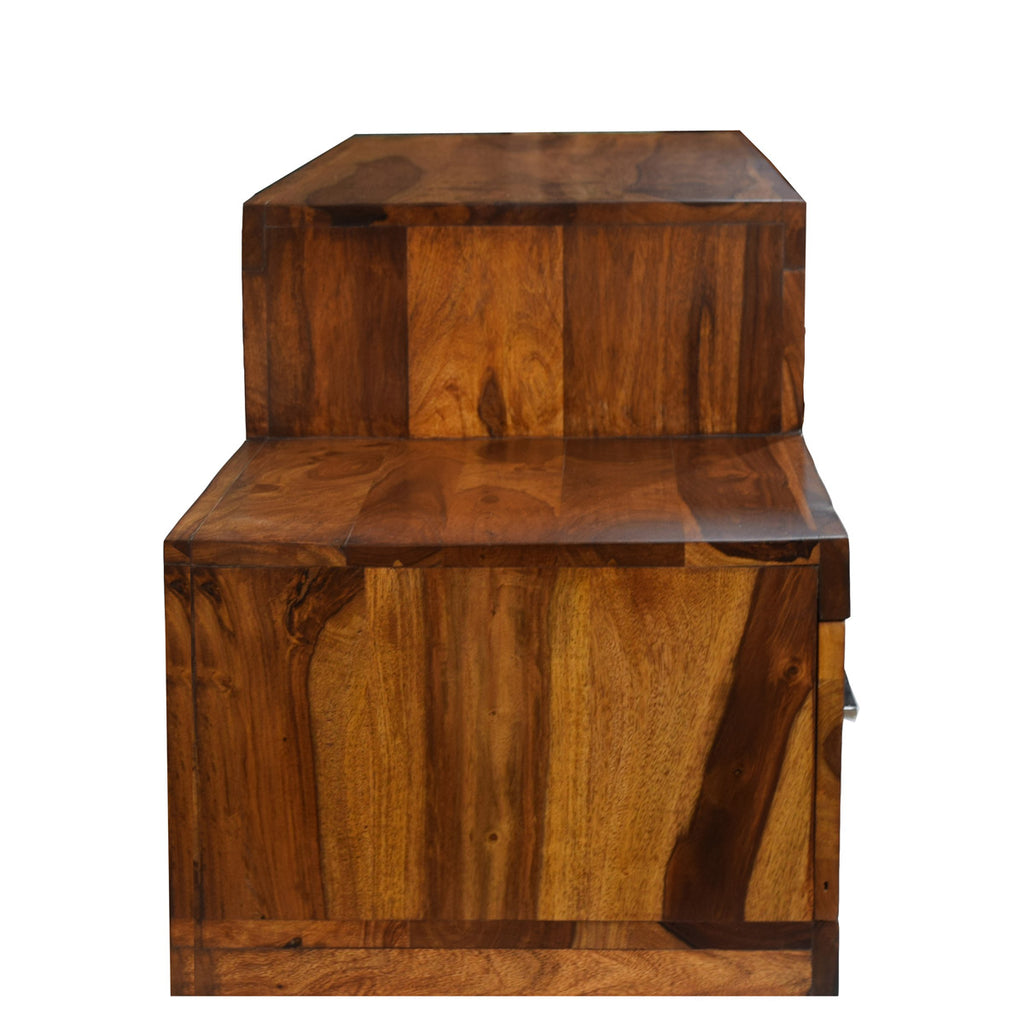 TimberTaste Sheesham Wood NADIA / SAROJ 3-Draw TV Cabinet (Natural Teak Finish).