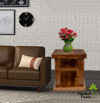 TimberTaste Sheesham Wood NEELU Side End Accent Corner Table  Natural Teak Finish