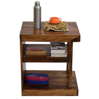 TimberTaste Sheesham Wood NEELU Side End Accent Corner Table  Natural Teak Finish