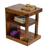 TimberTaste Sheesham Wood NEELU Side End Accent Corner Table  Natural Teak Finish