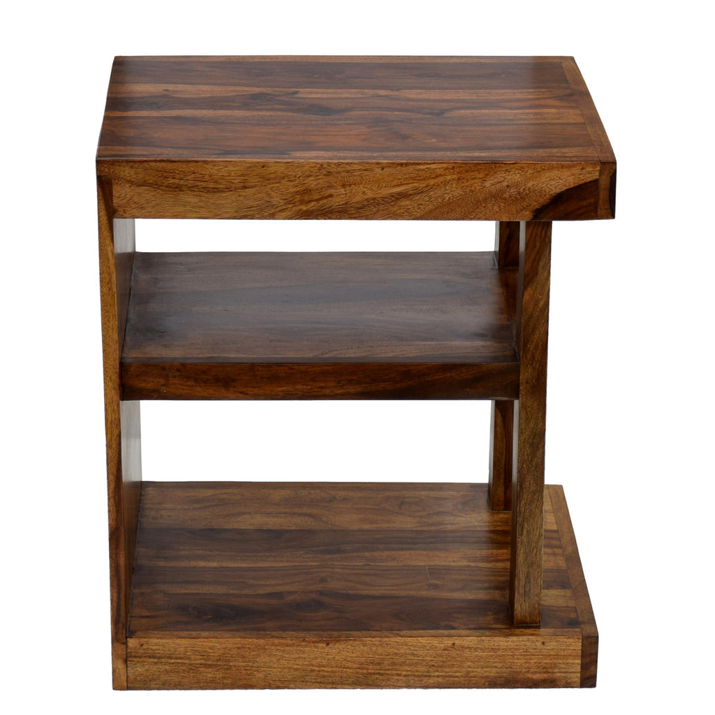 TimberTaste Sheesham Wood NEELU Side End Accent Corner Table  Natural Teak Finish