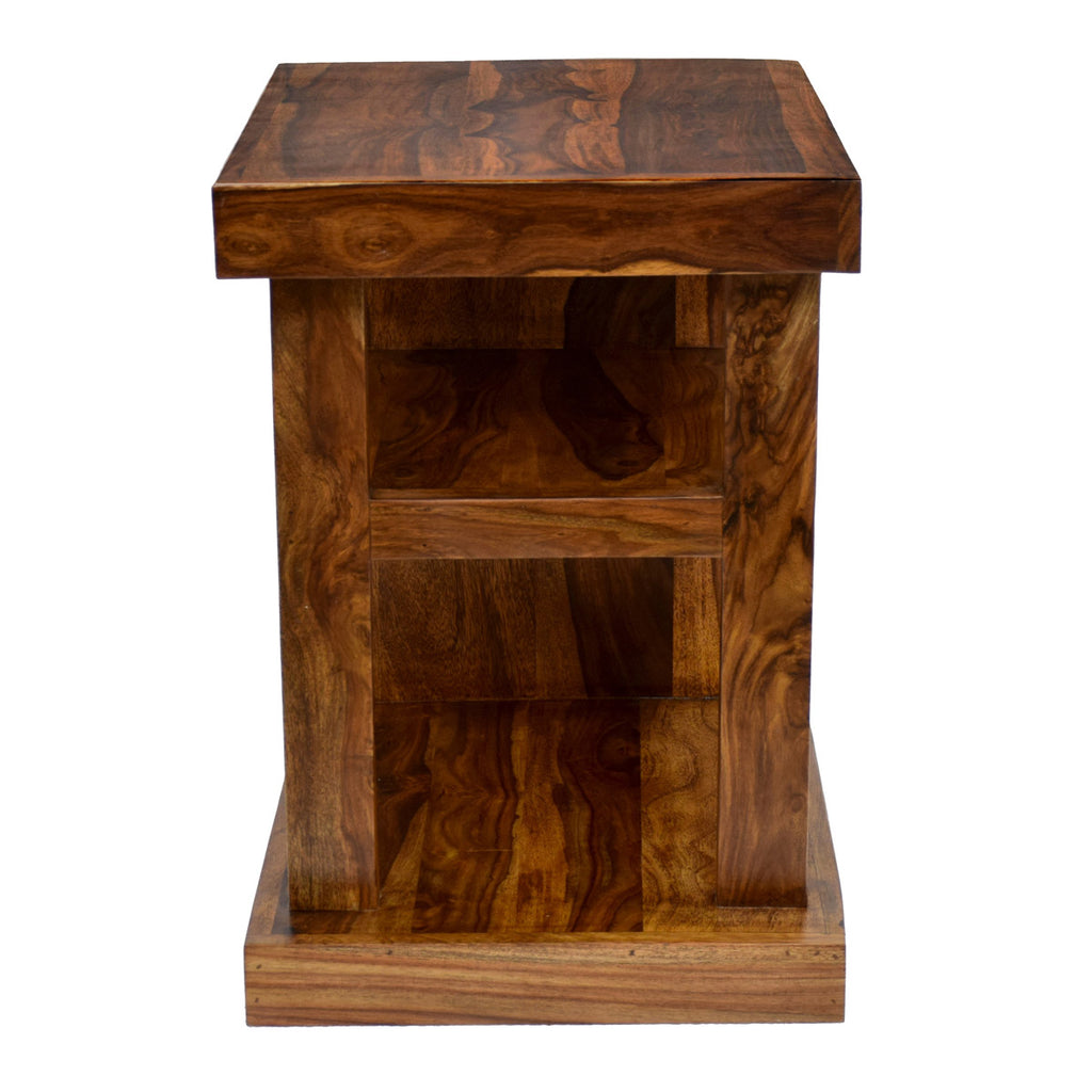 TimberTaste Sheesham Wood NEELU Side End Accent Corner Table  Natural Teak Finish