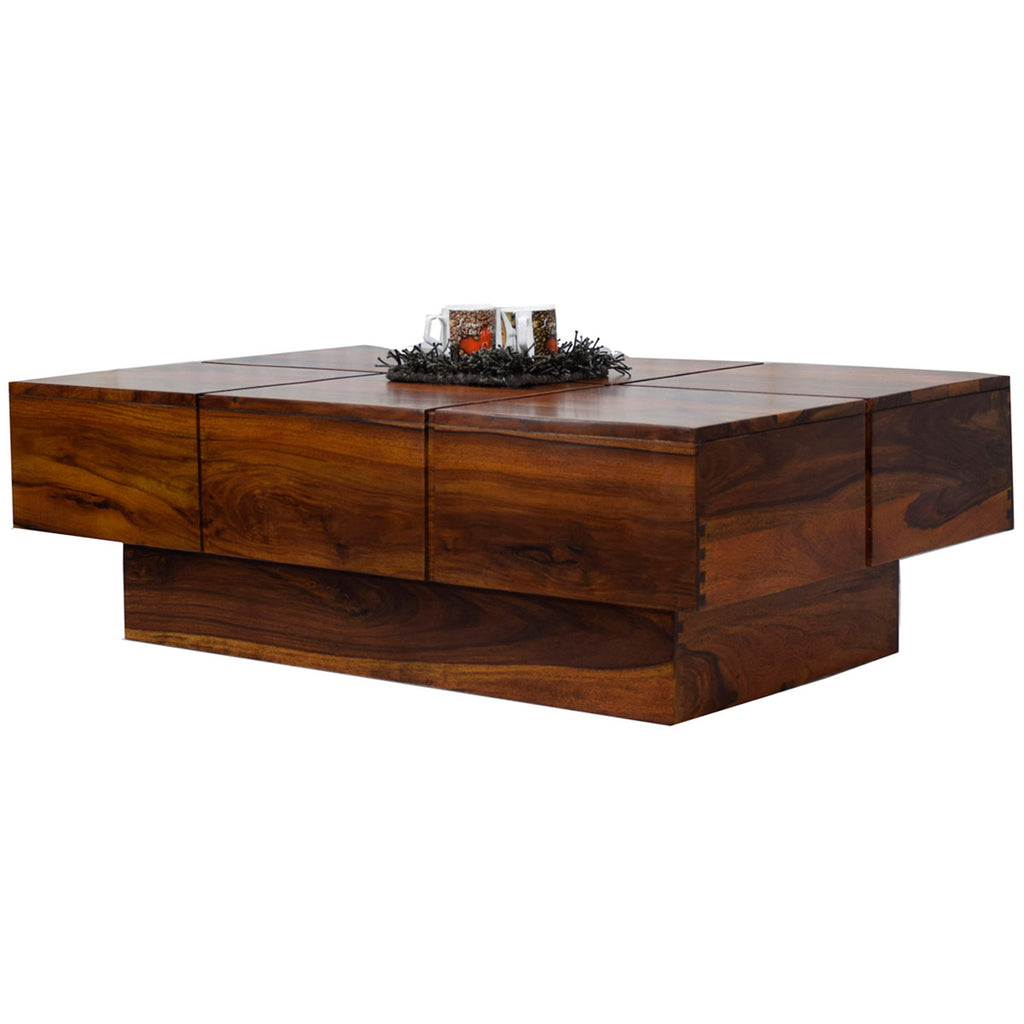 Copy of TimberTaste Solid Sheesham Wood NEWCENTO Coffee Table Natural Teak  For Home Furniture