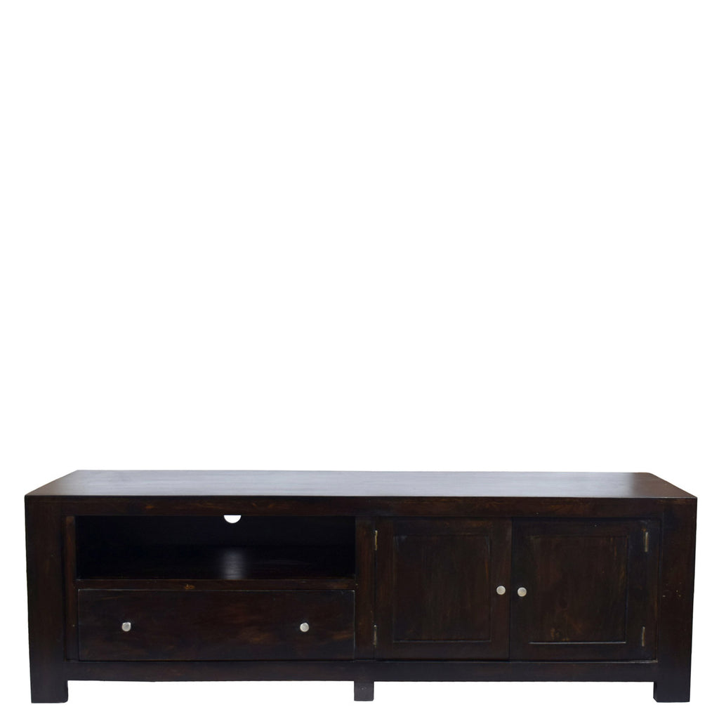 TimberTaste Solid Sheesham (Rosewood) Wood NEWCUBA TV Cabinet (Dark Walnut Finish).