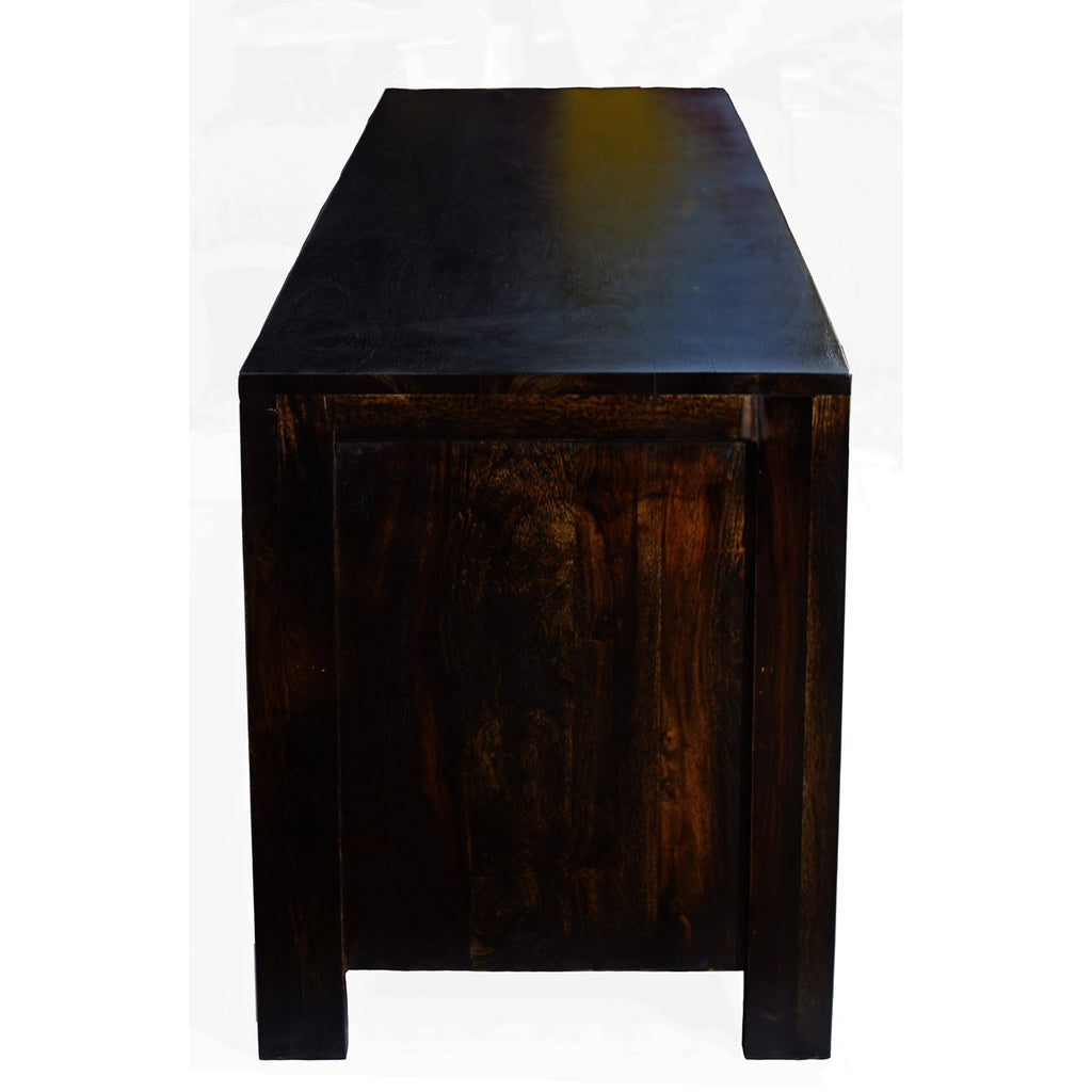 TimberTaste Solid Sheesham (Rosewood) Wood NEWCUBA TV Cabinet (Dark Walnut Finish).