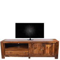 TimberTaste Solid Sheesham (Rosewood) Wood NEWCUBA TV Cabinet (Natural Teak Finish).