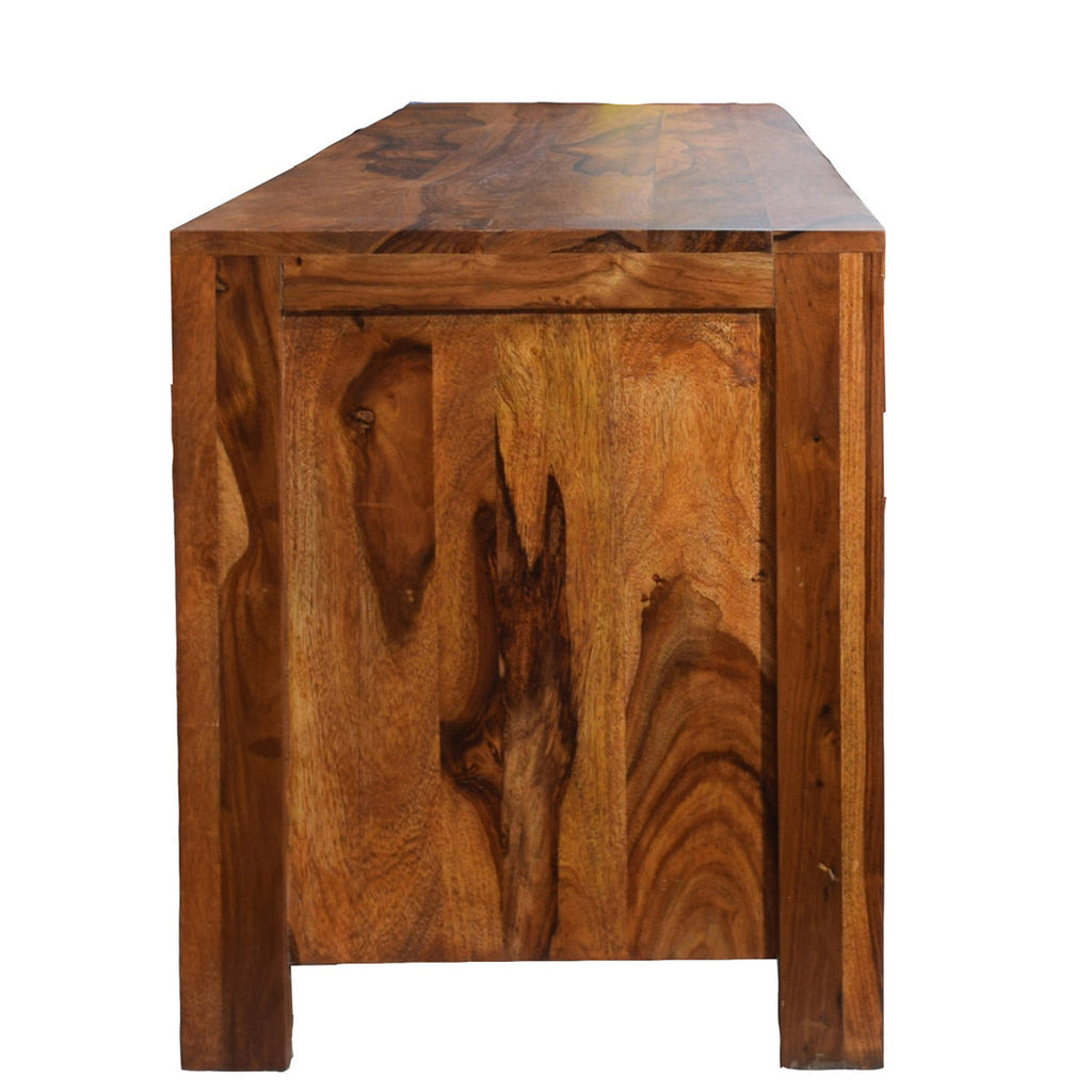 TimberTaste Solid Sheesham (Rosewood) Wood NEWCUBA TV Cabinet (Natural Teak Finish).