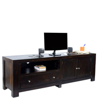 TimberTaste Solid Sheesham (Rosewood) Wood NEWCUBA TV Cabinet (Dark Walnut Finish).