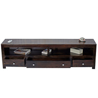 TimberTaste Sheesham Wood 3 Draw NEWDOLLY Dark Walnut Modern TV Unit Cabinet Entertainment Stand.