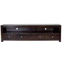 TimberTaste Sheesham Wood 3 Draw NEWDOLLY Dark Walnut Modern TV Unit Cabinet Entertainment Stand.