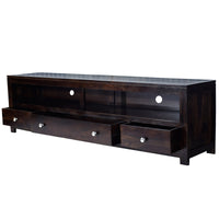 TimberTaste Sheesham Wood 3 Draw NEWDOLLY Dark Walnut Modern TV Unit Cabinet Entertainment Stand.