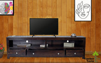TimberTaste Sheesham Wood 3 Draw NEWDOLLY Dark Walnut Modern TV Unit Cabinet Entertainment Stand.