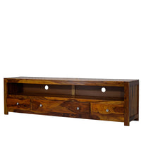 TimberTaste Sheesham Wood 3 Draw NEWDOLLY Natural Teak Modern TV Unit Cabinet Entertainment Stand.