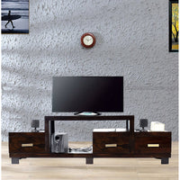 TimberTaste Sheesham Wood NEWNADIA 3 Draw TV Cabinet Dark Walnut.