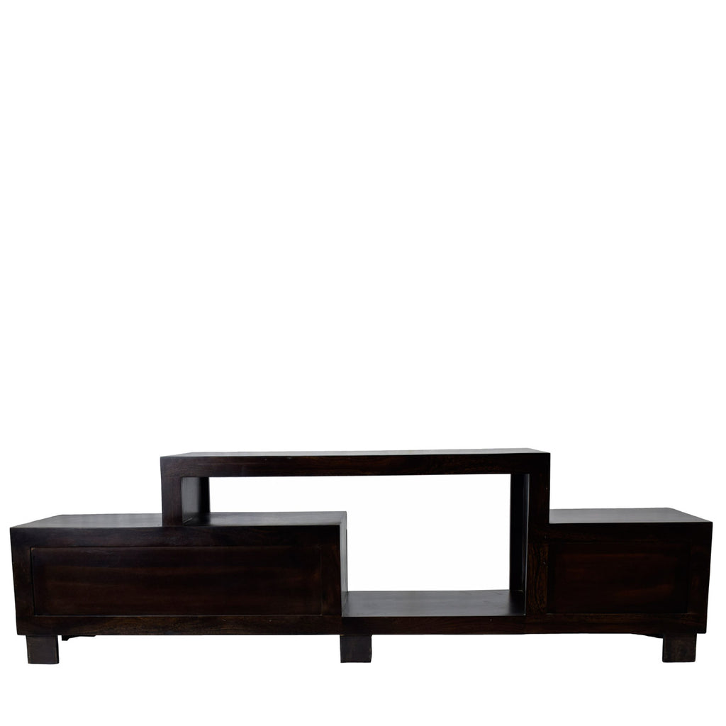 TimberTaste Sheesham Wood NEWNADIA 3 Draw TV Cabinet Dark Walnut.
