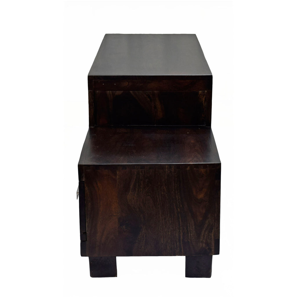TimberTaste Sheesham Wood NEWNADIA 3 Draw TV Cabinet Dark Walnut.