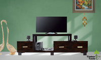 TimberTaste Sheesham Wood NEWNADIA 3 Draw TV Cabinet Dark Walnut