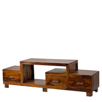 TimberTaste Sheesham Wood NEWNADIA 3 Draw TV Cabinet Natural Teak.