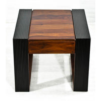 TimberTaste Sheesham Wood NOVA Dual Color Side Table Teak top Walnut frame