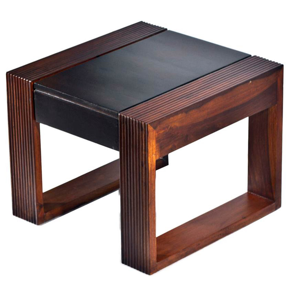 TimberTaste Sheesham Wood NOVA Dual Color Side Table Walnut top Teak frame