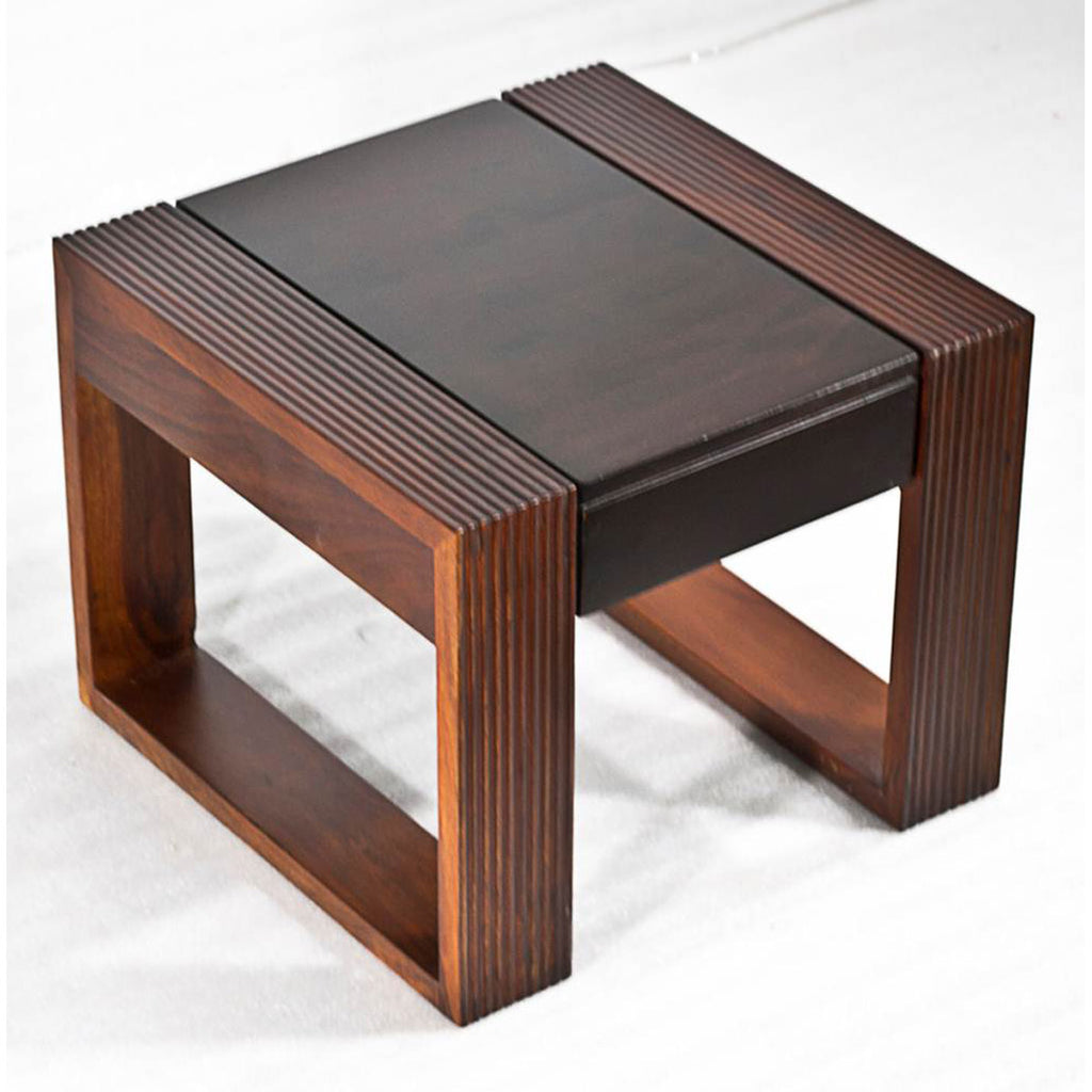 TimberTaste Sheesham Wood NOVA Dual Color Side Table Walnut top Teak frame