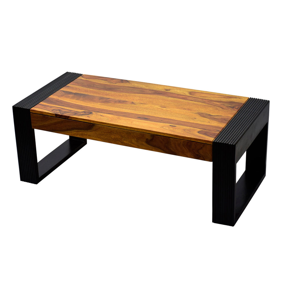 TimberTaste Sheesham Wood NOVA Coffee Table Teak Top Walnut Frame