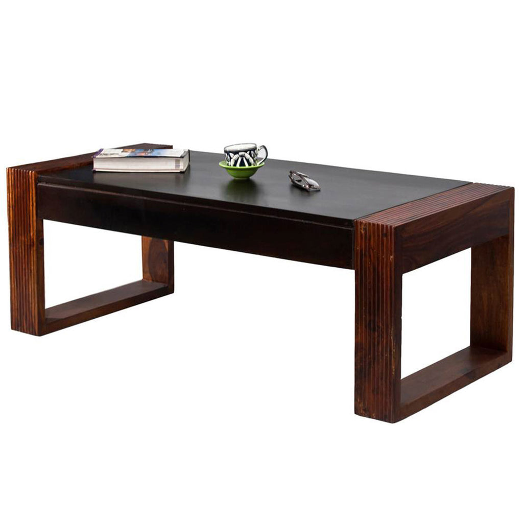 TimberTaste Sheesham Wood NOVA Coffee Table Walnut Top Teak Frame