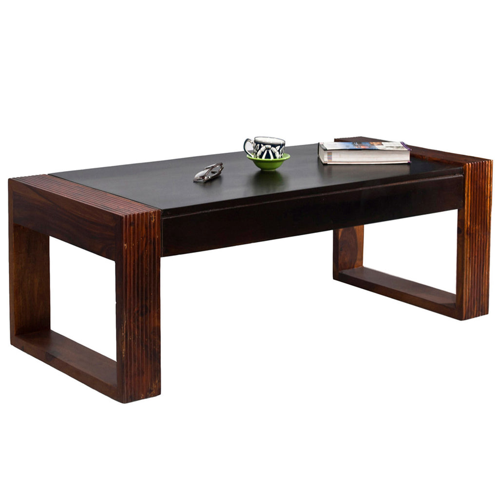 TimberTaste Sheesham Wood NOVA Coffee Table Walnut Top Teak Frame