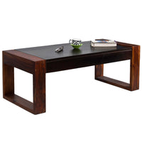 TimberTaste Sheesham Wood NOVA Coffee Table Walnut Top Teak Frame