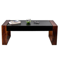 TimberTaste Sheesham Wood NOVA Coffee Table Walnut Top Teak Frame
