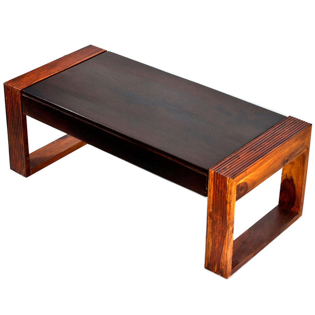 TimberTaste Sheesham Wood NOVA Coffee Table Walnut Top Teak Frame