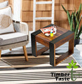 TimberTaste Sheesham Wood NOVA Dual Color Side Table Teak top Walnut frame