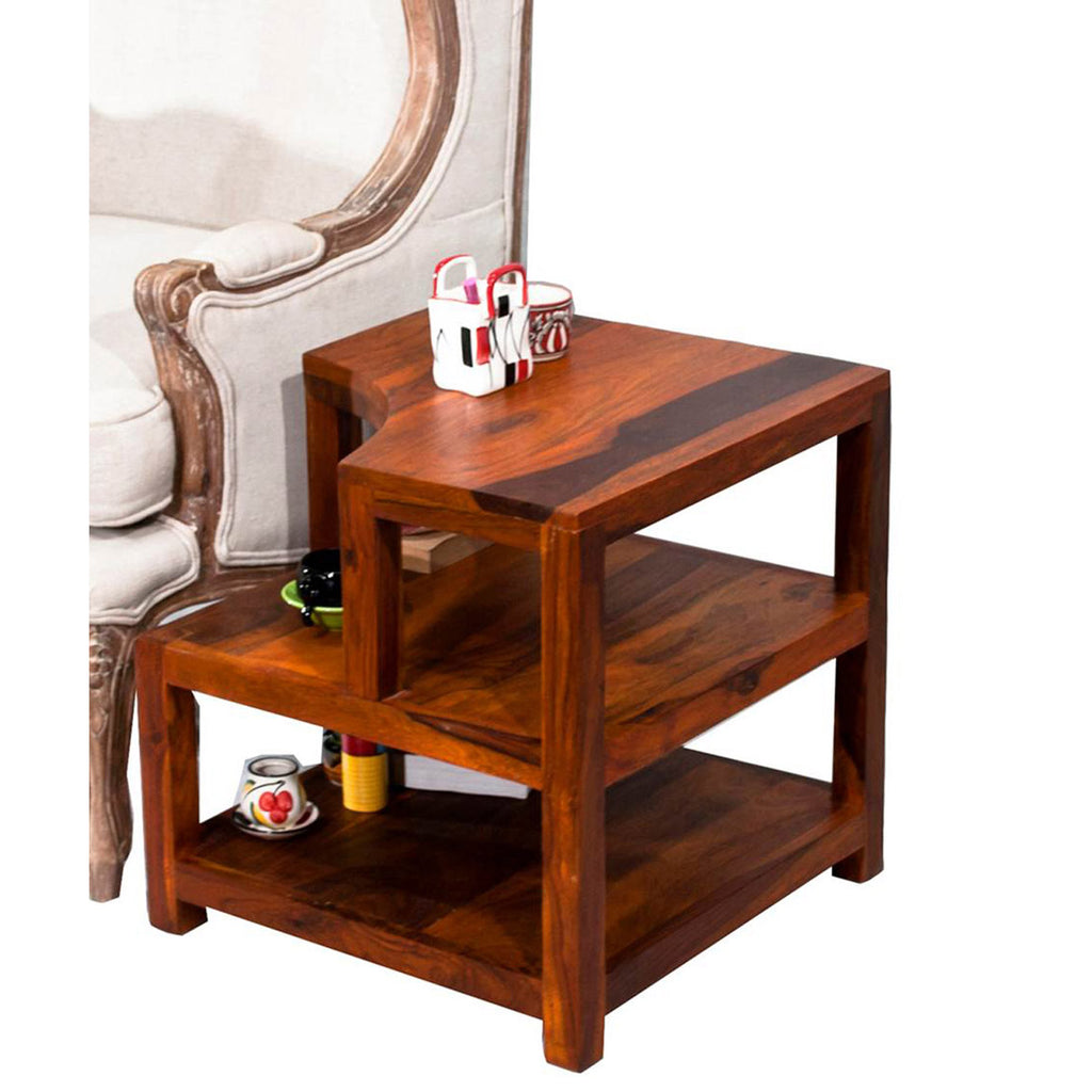 TimberTaste Sheesham Wood OPAL Side Table Natural Teak finish