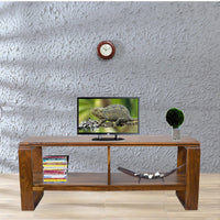 TimberTaste OPPO Solid Wood TV Entertainment Unit  (Finish Color - Natural Teak)