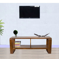 TimberTaste OPPO Solid Wood TV Entertainment Unit  (Finish Color - Natural Teak)