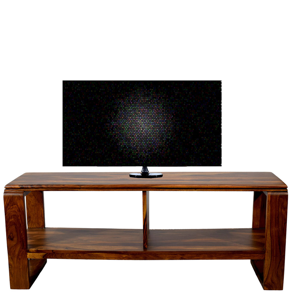 TimberTaste OPPO Solid Wood TV Entertainment Unit  (Finish Color - Natural Teak)
