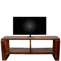 TimberTaste OPPO Solid Wood TV Entertainment Unit  (Finish Color - Natural Teak)