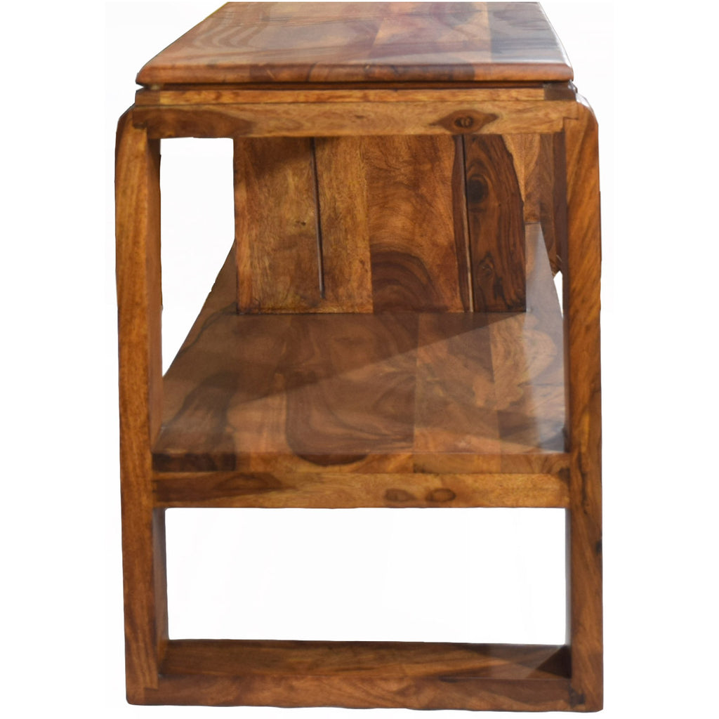 TimberTaste OPPO Solid Wood TV Entertainment Unit  (Finish Color - Natural Teak)