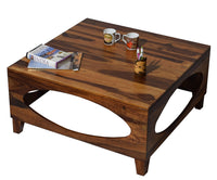 Timbertaste Sheesham Solid Wood OVAL Natural Teak Finish Coffee Center Table Teapoy, Sheesham wood coffee table, rosewood, center table, solid wood table, teapoy, fish tank stand Teak Finish