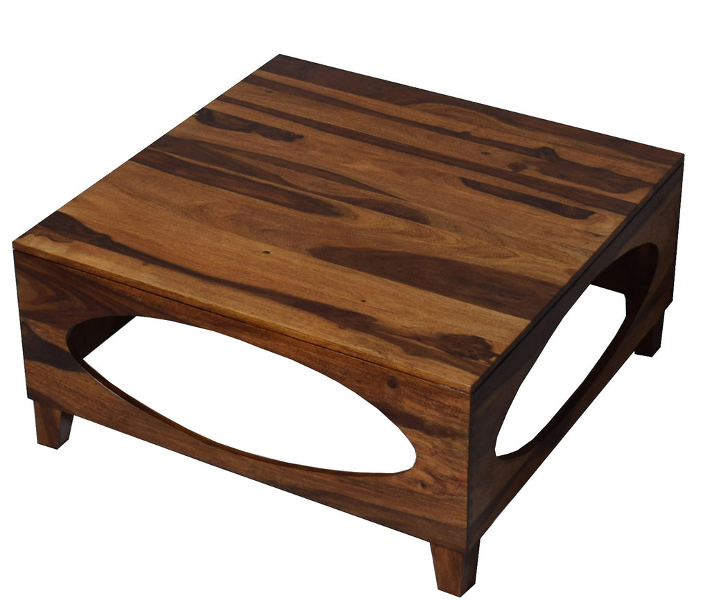 Timbertaste Sheesham Solid Wood OVAL Natural Teak Finish Coffee Center Table Teapoy, Sheesham wood coffee table, rosewood, center table, solid wood table, teapoy, fish tank stand Teak Finish