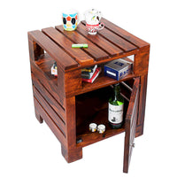 TimberTaste Sheesham Wood PLANKO Side Table Natural Teak finish