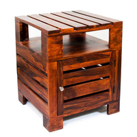 TimberTaste Sheesham Wood PLANKO Side Table Natural Teak finish