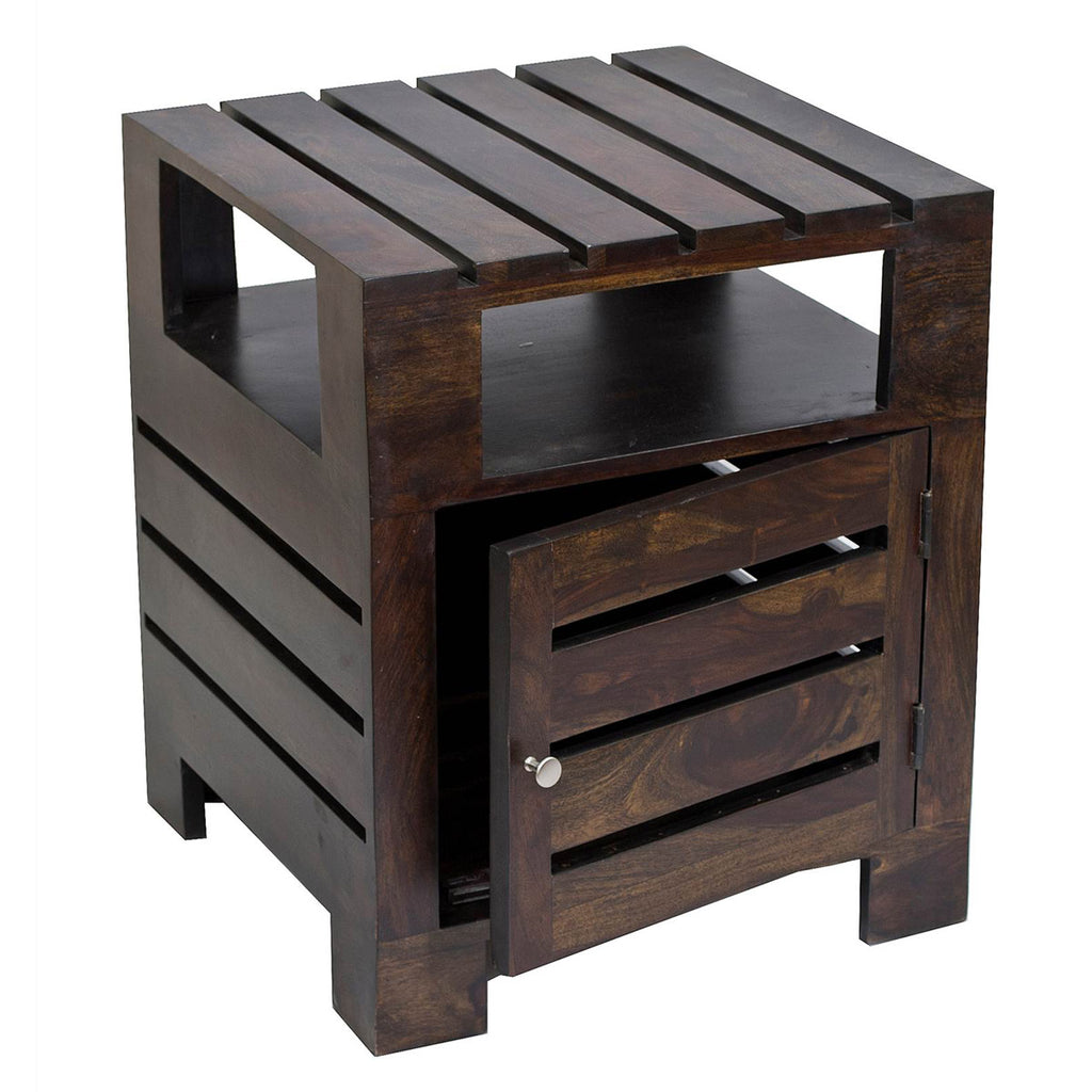 TimberTaste Sheesham Wood PLANKO Side Table Dark Walnut finish