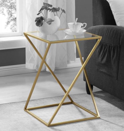 TimberTaste Metal Brass Finish End Side Table Corner Table