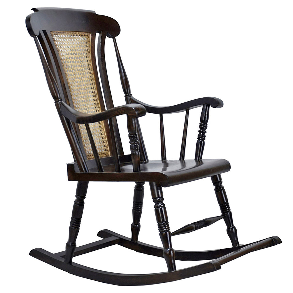 TimberTaste Teak Wood Solid And Smart ROCK CANE Chair Dark Walnut Finish.