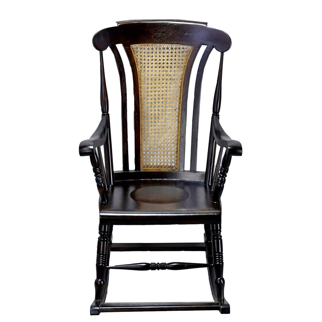 TimberTaste Teak Wood Solid And Smart ROCK CANE Chair Dark Walnut Finish.