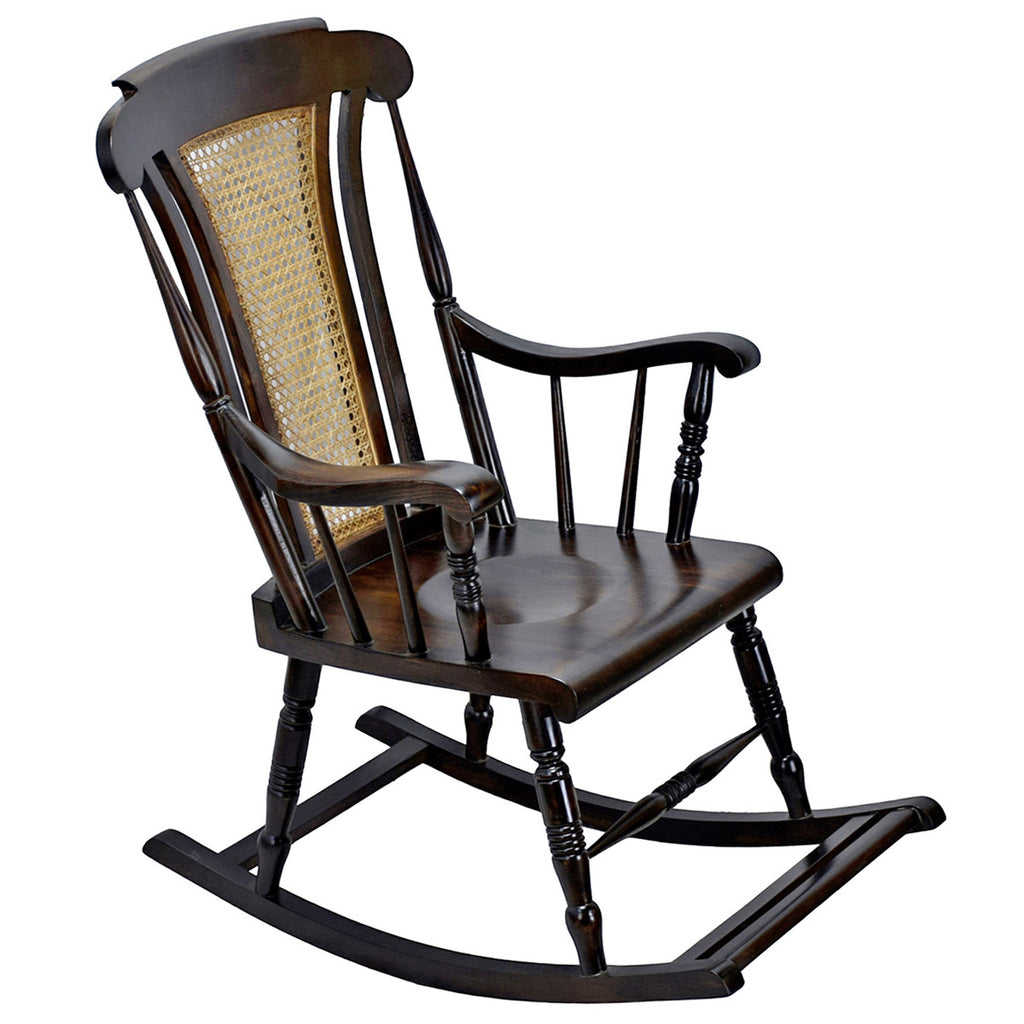TimberTaste Teak Wood Solid And Smart ROCK CANE Chair Dark Walnut Finish.