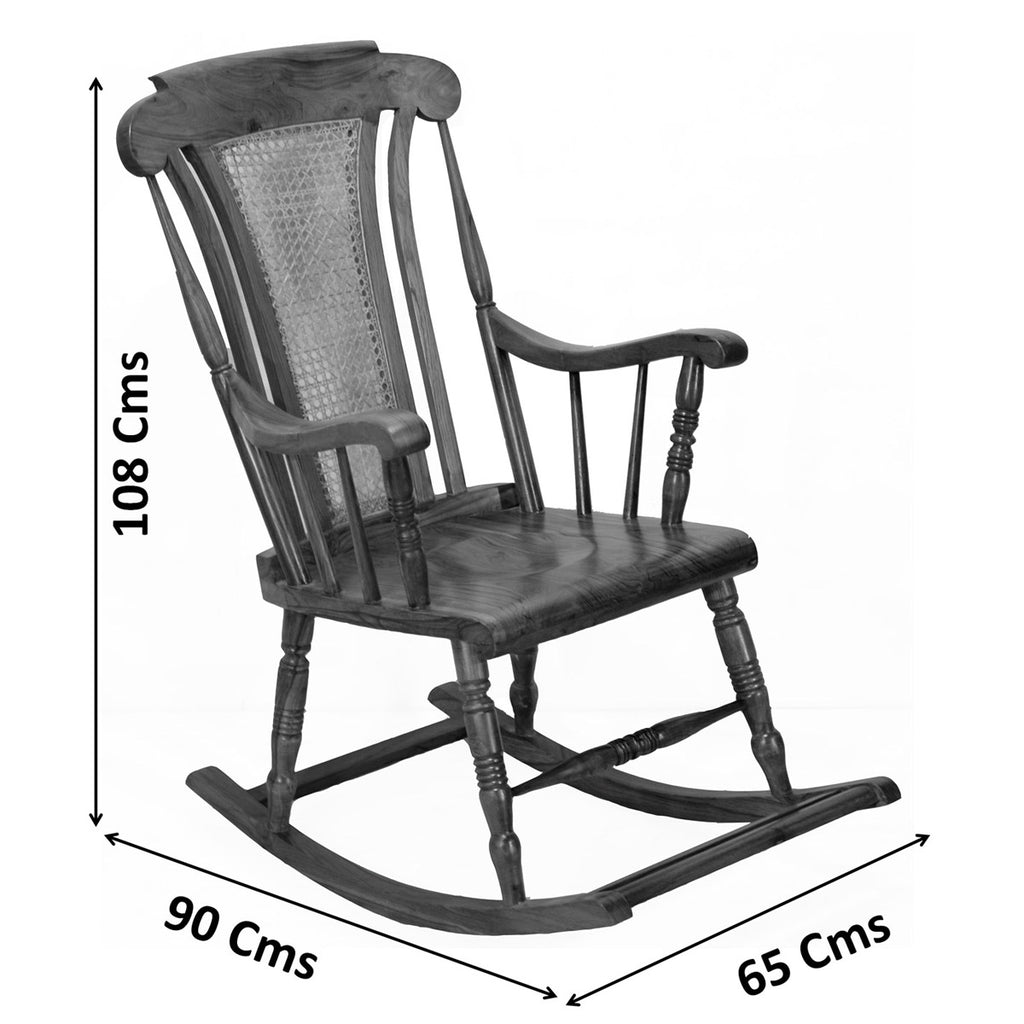 TimberTaste Teak Wood Solid And Smart ROCK CANE Chair Dark Walnut Finish.