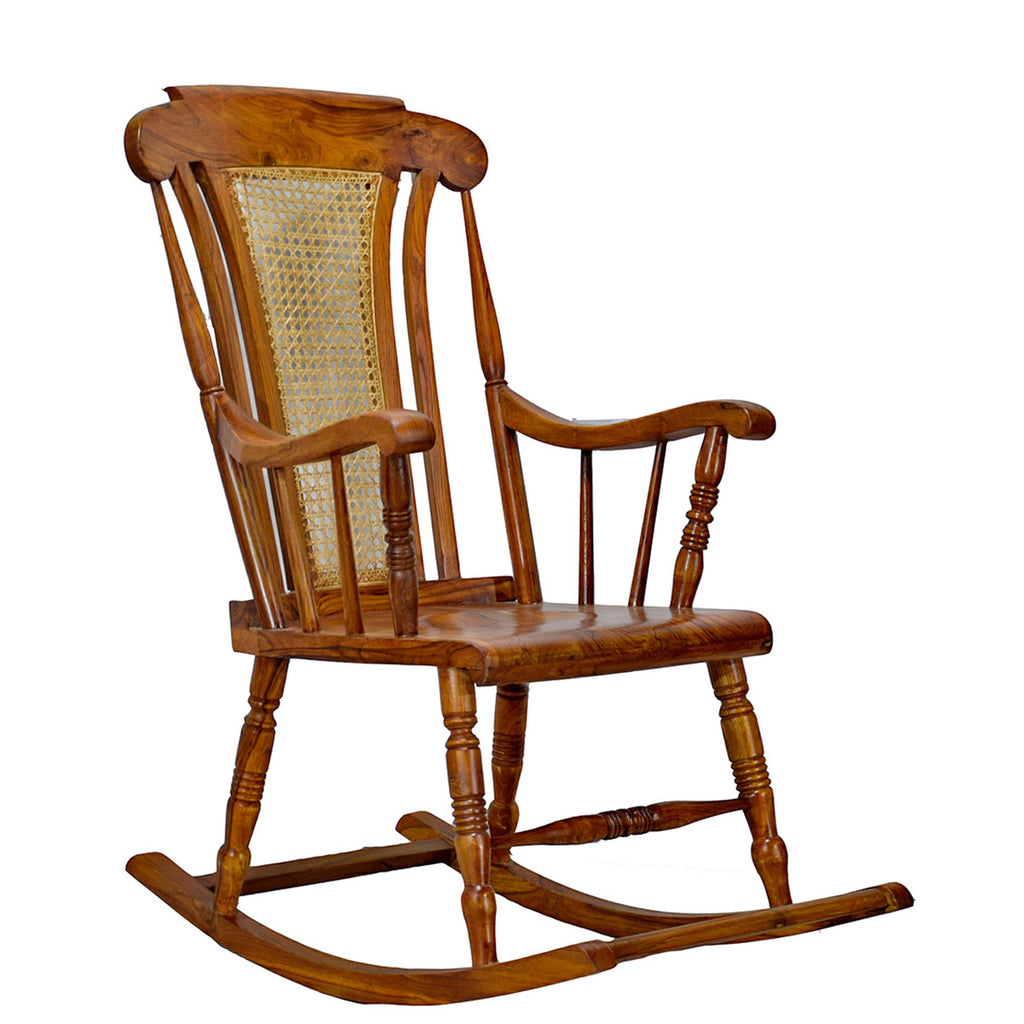 TimberTaste Teak Wood Solid And Smart ROCK CANE Chair Natural Teak Finish.